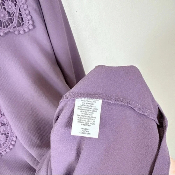Halogen Womens Size 1X Crochet Pullover Lavender Long Sleeve Blouse - Picture 12 of 15
